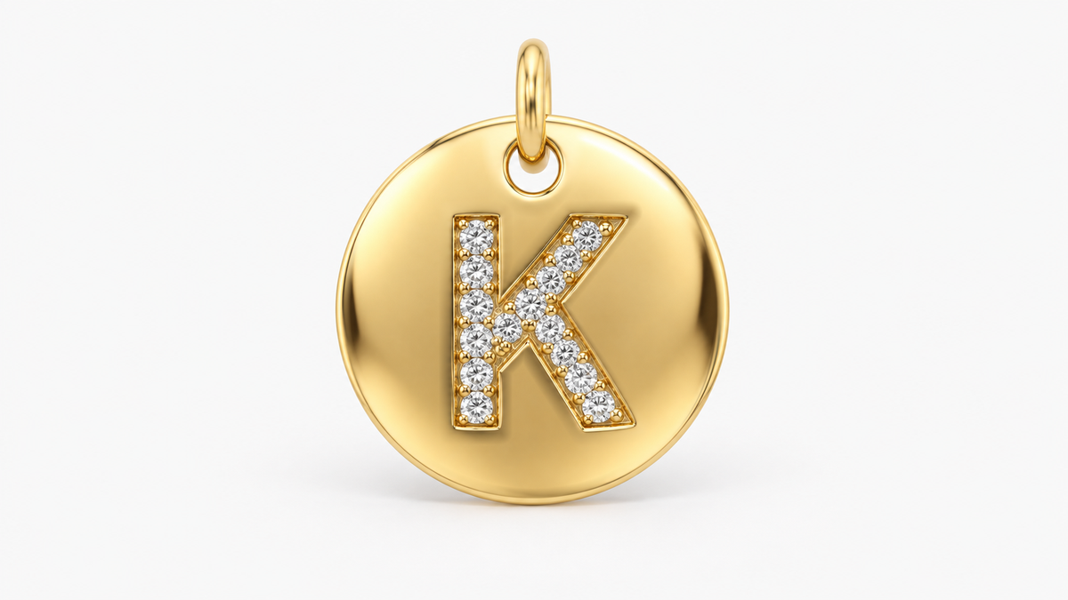 Diamond Initial Disc Pendant