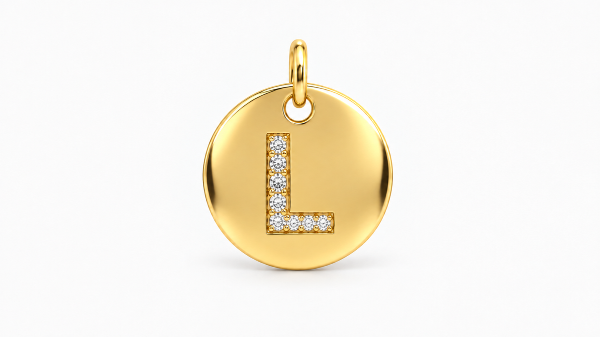 Diamond Initial Disc Pendant