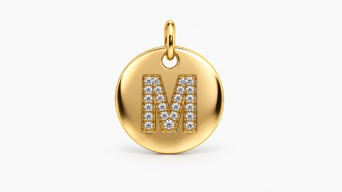 Diamond Initial Disc Pendant