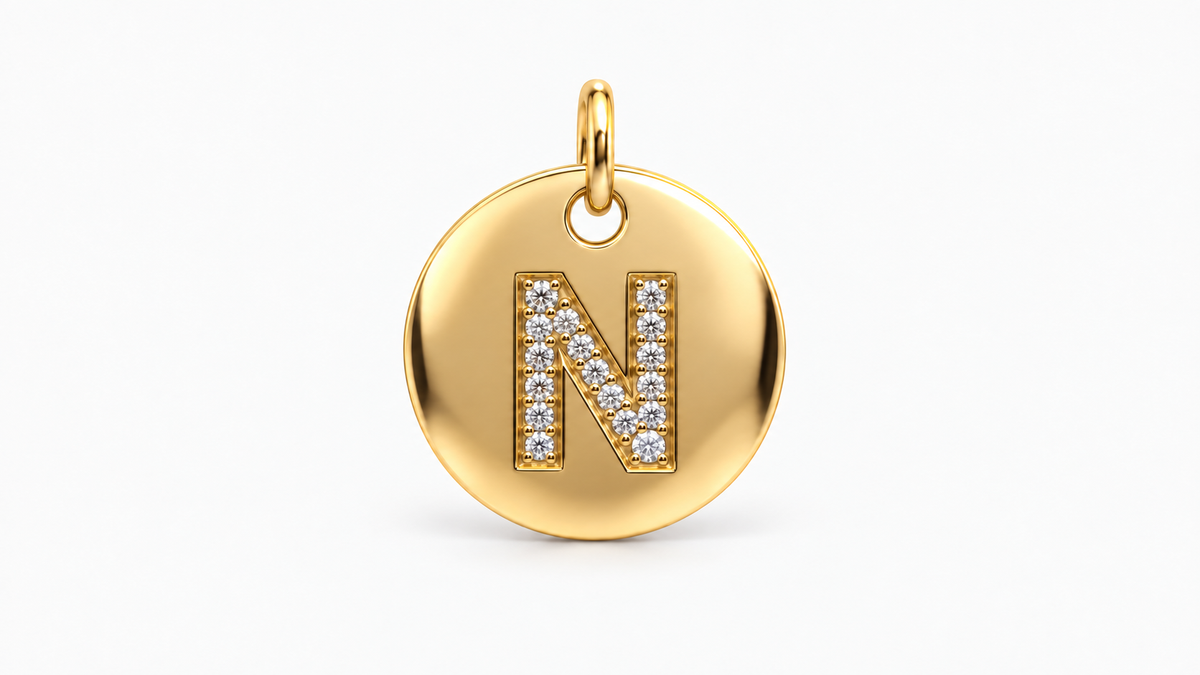 Diamond Initial Disc Pendant