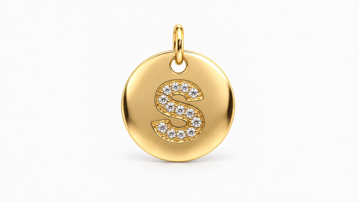 Diamond Initial Disc Pendant