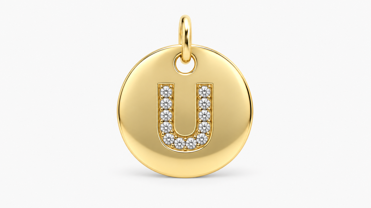 Diamond Initial Disc Pendant