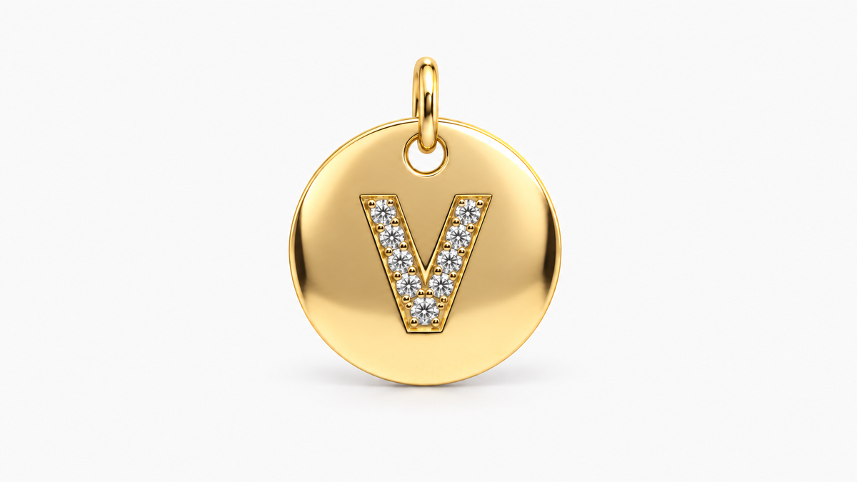 Diamond Initial Disc Pendant