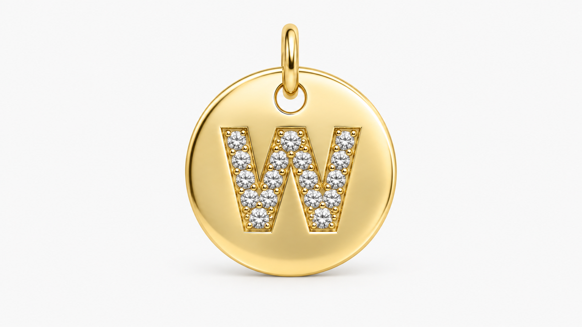 Diamond Initial Disc Pendant