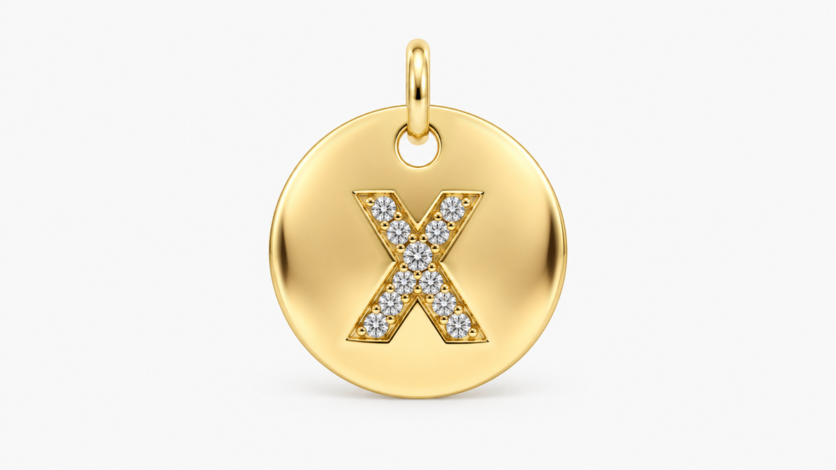 Diamond Initial Disc Pendant
