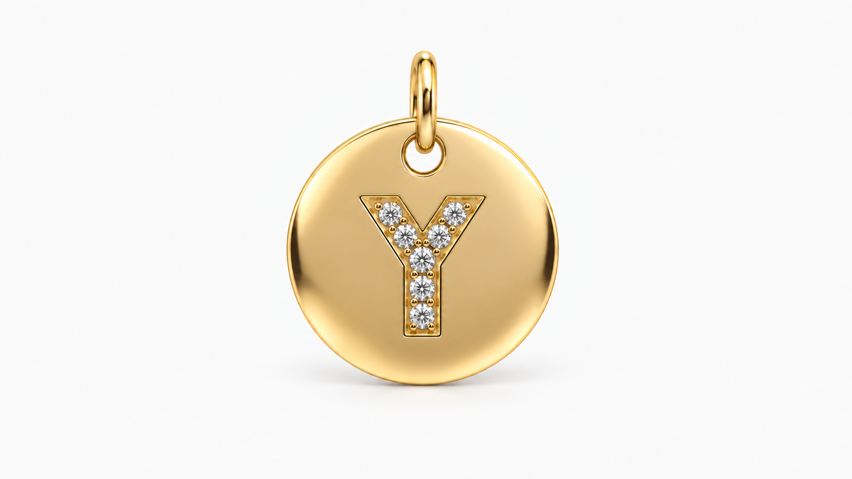 Diamond Initial Disc Pendant