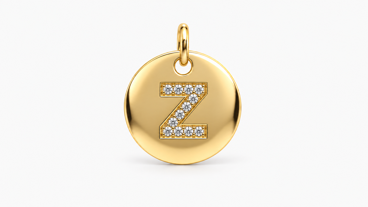 Diamond Initial Disc Pendant