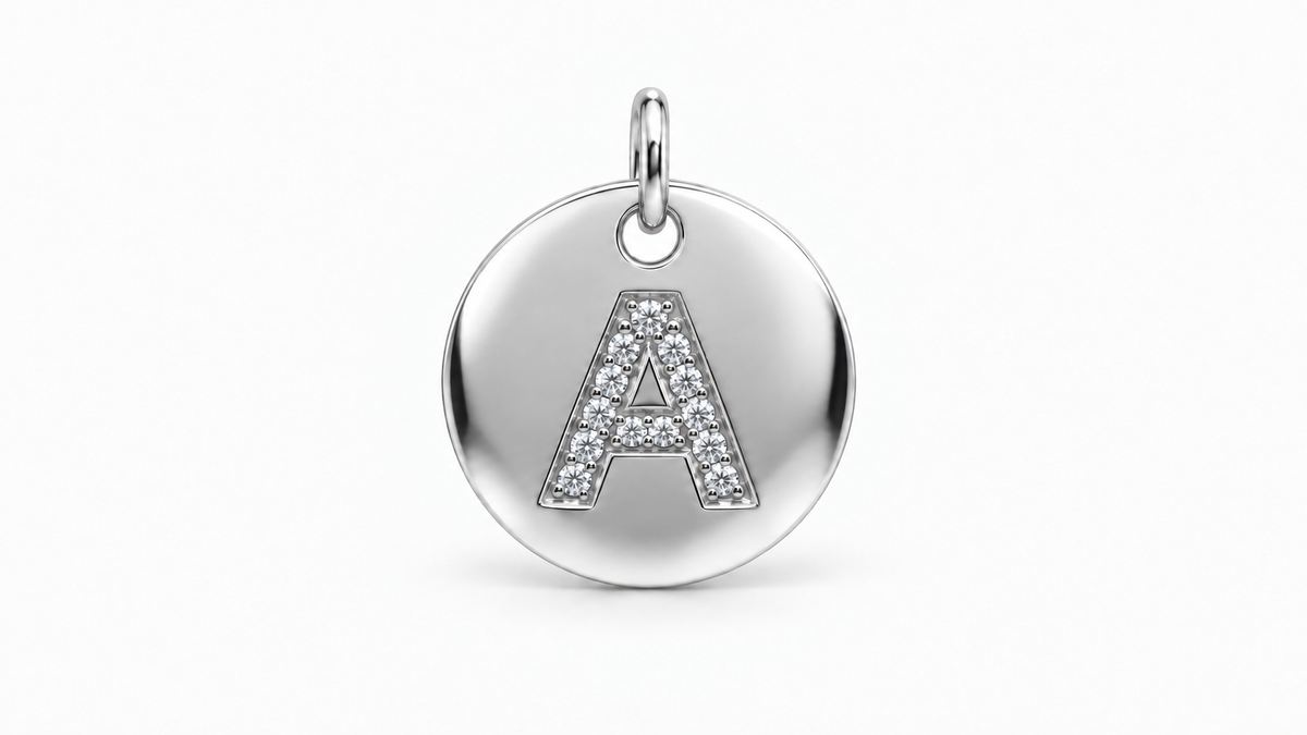 Diamond Initial Disc Pendant
