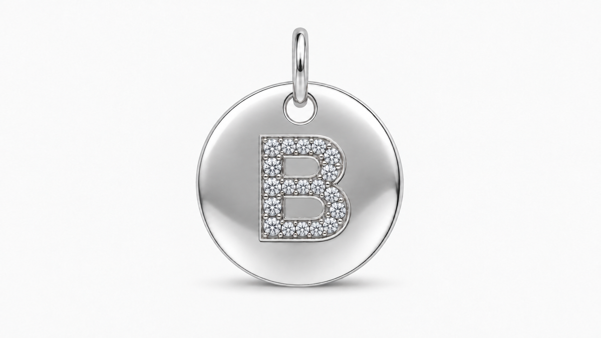 Diamond Initial Disc Pendant