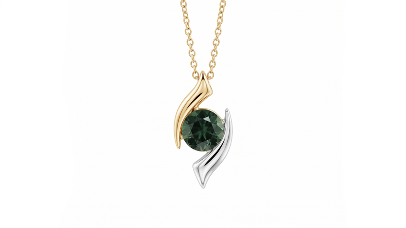 Yellow Gold & Platinum Green Sapphire Pendant