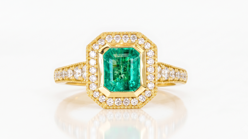 1.05ct Emerald & Diamond Ring