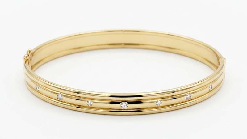 Yellow Gold Bangle with 0.20ct of Diamonds