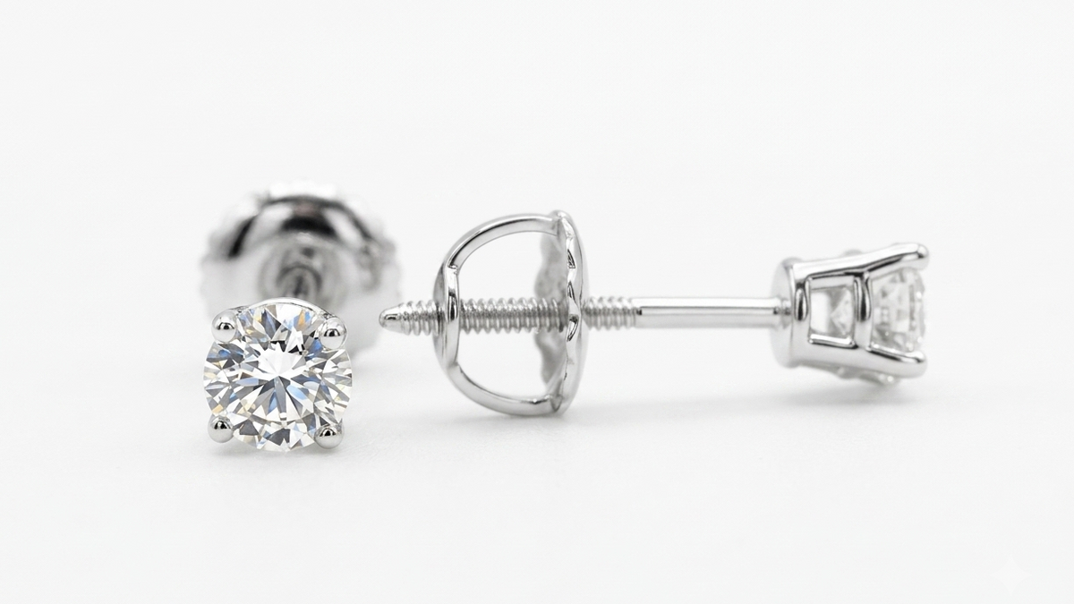 0.50ct Natural Diamond Earrings in White Gold