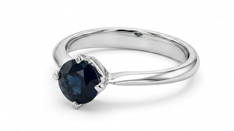 0.89ct Dark Blue Sapphire Ring