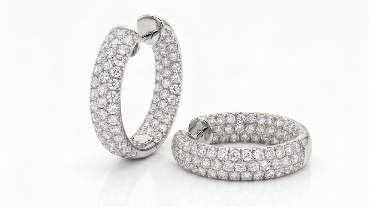 3.85ct Multi-Row Inside-Out Diamond Hoops