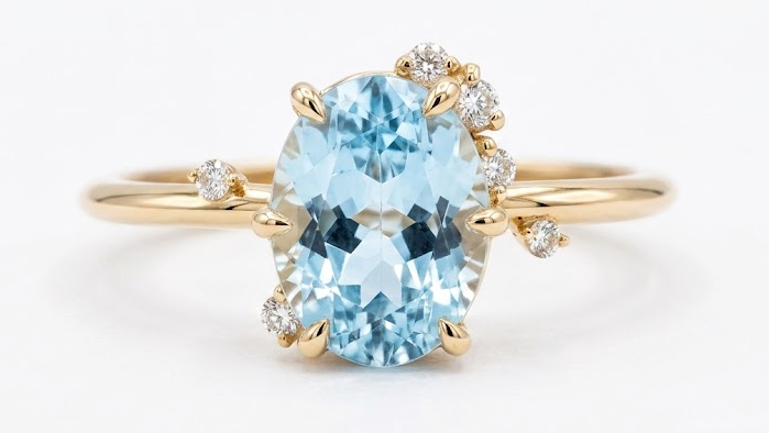 1.18ct Aquamarine & Diamond Ring