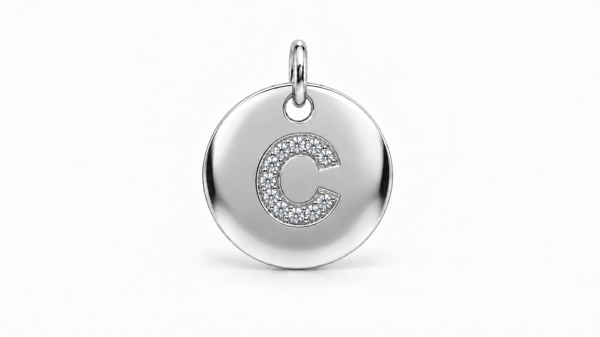 Diamond Initial Disc Pendant