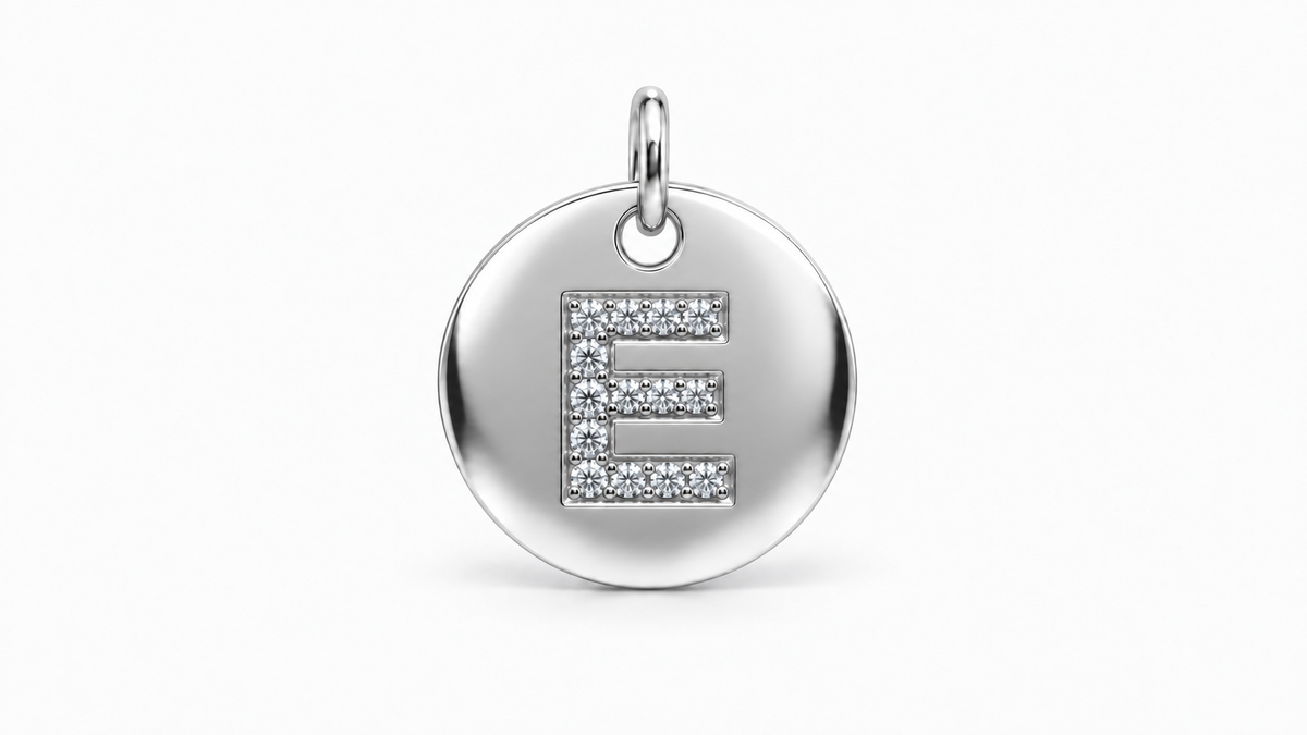 Diamond Initial Disc Pendant