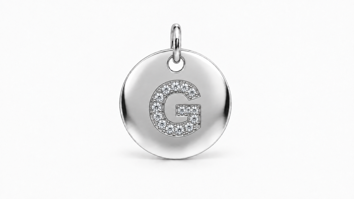 Diamond Initial Disc Pendant