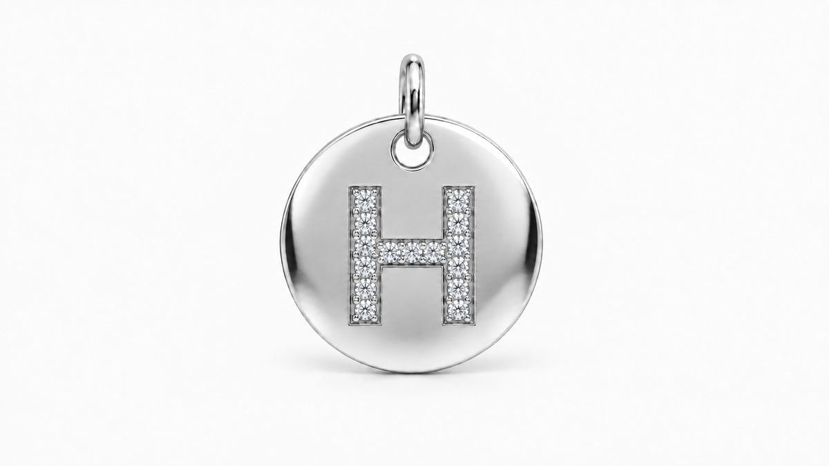 Diamond Initial Disc Pendant