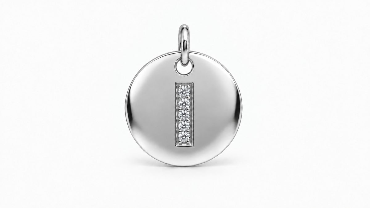 Diamond Initial Disc Pendant