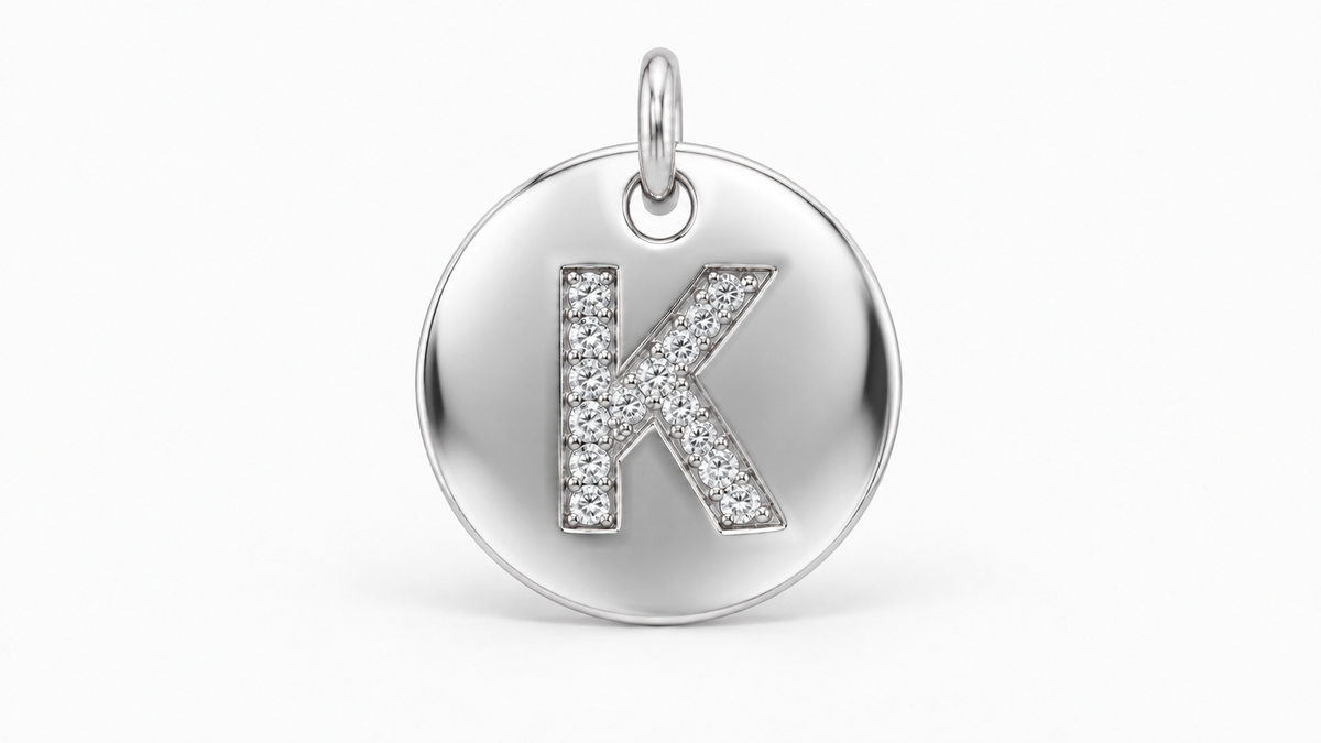 Diamond Initial Disc Pendant