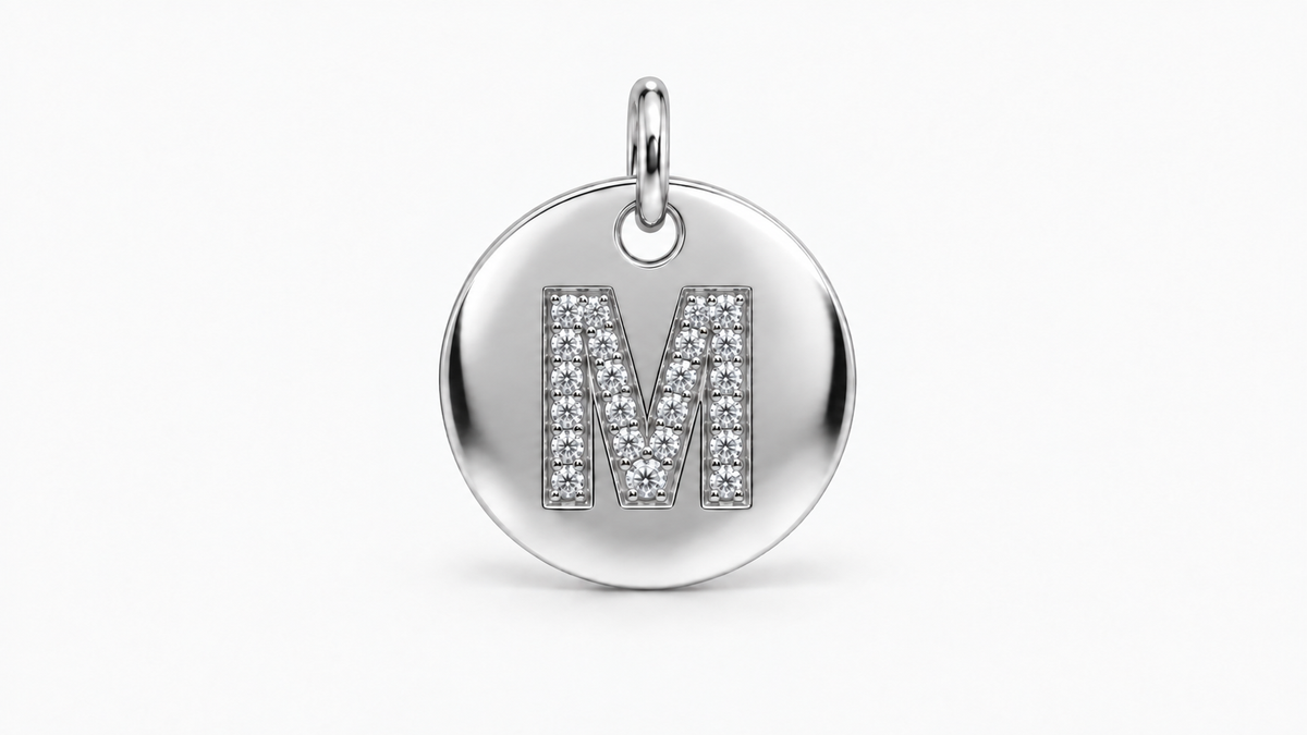Diamond Initial Disc Pendant