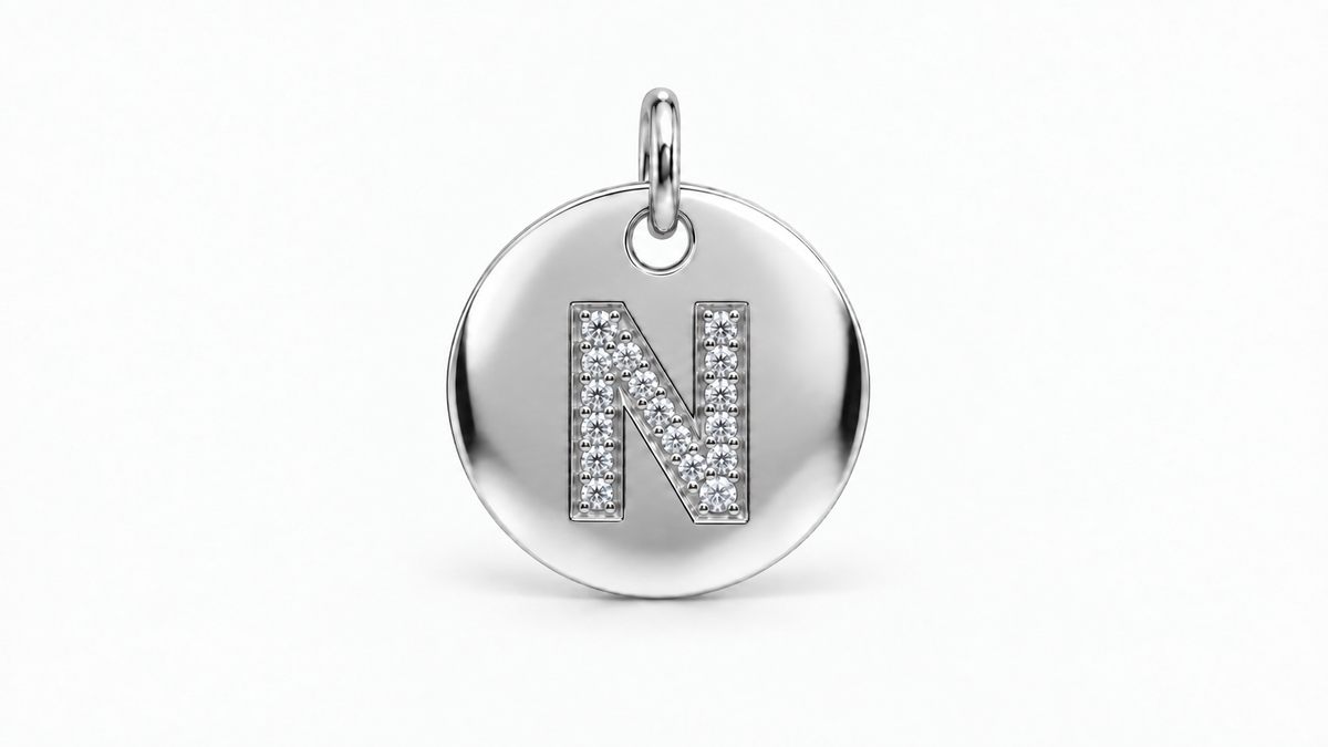 Diamond Initial Disc Pendant