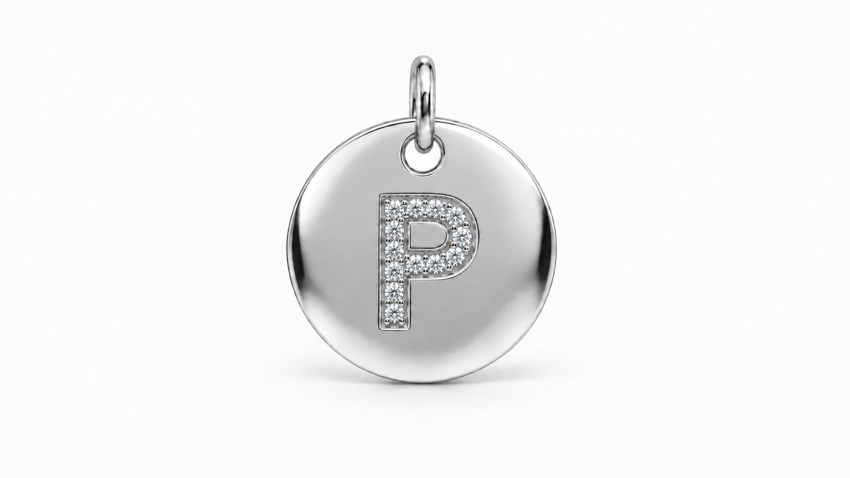 Diamond Initial Disc Pendant