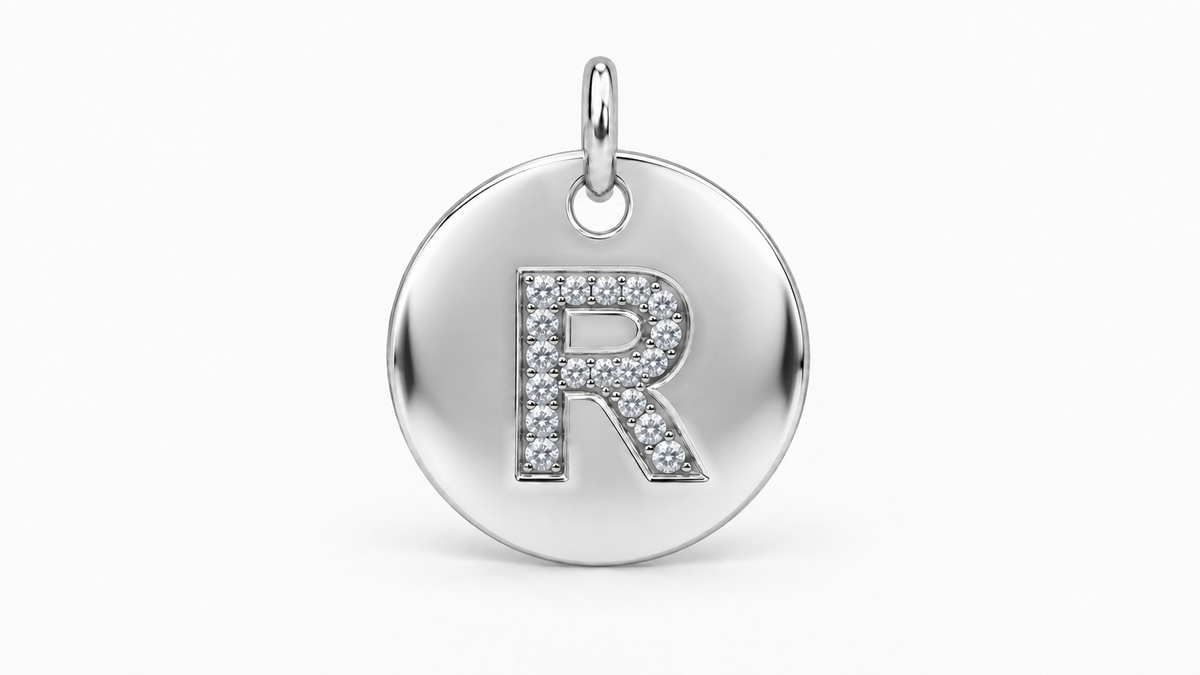 Diamond Initial Disc Pendant