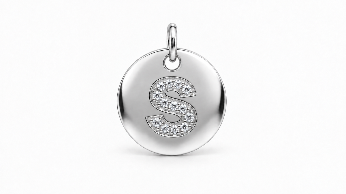 Diamond Initial Disc Pendant