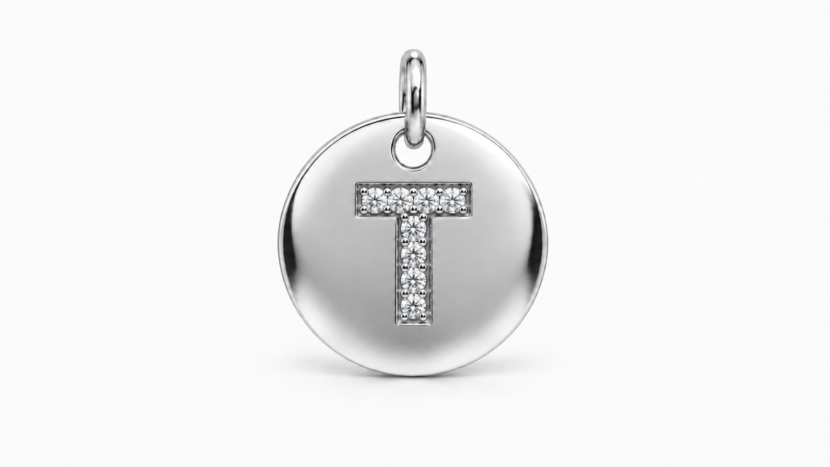 Diamond Initial Disc Pendant