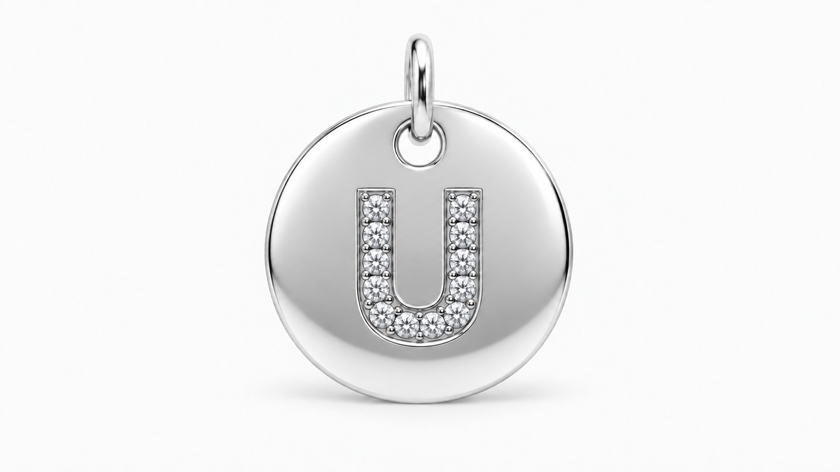 Diamond Initial Disc Pendant