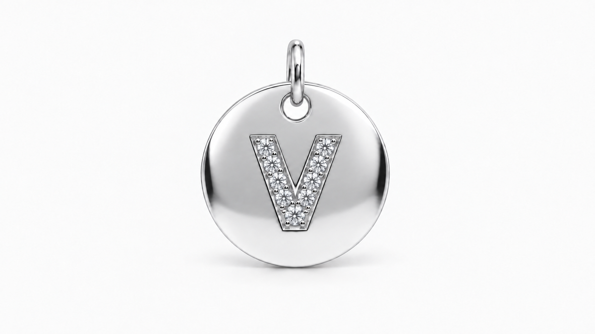 Diamond Initial Disc Pendant