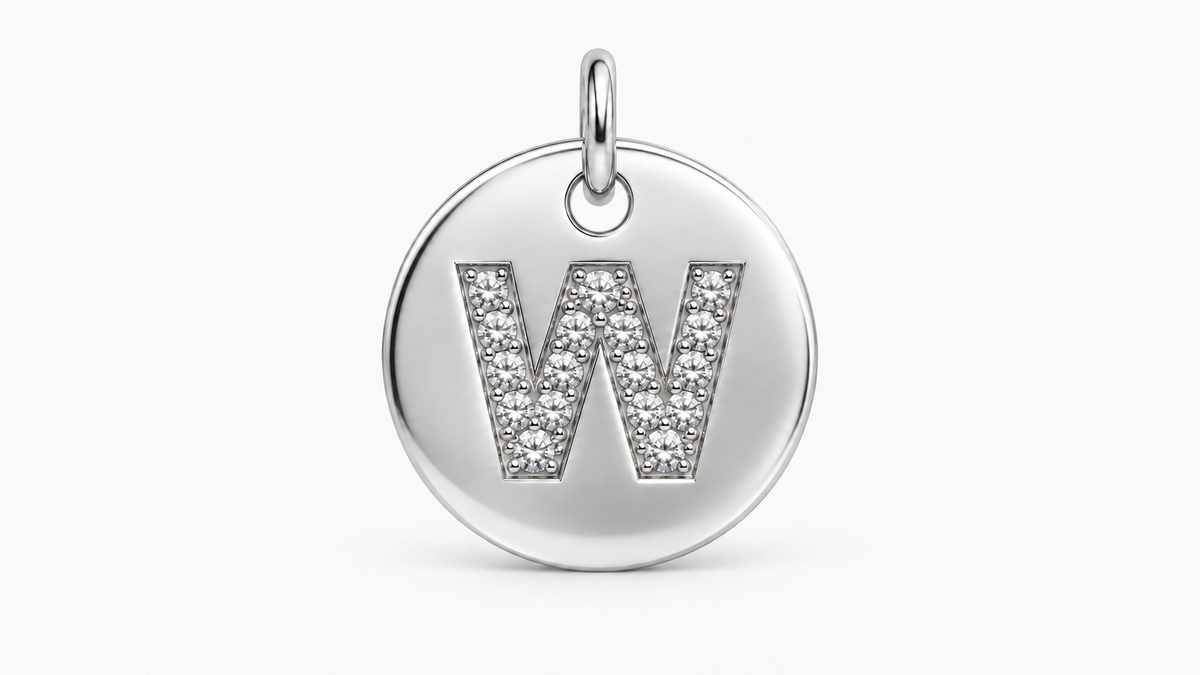 Diamond Initial Disc Pendant