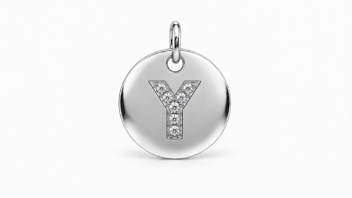 Diamond Initial Disc Pendant