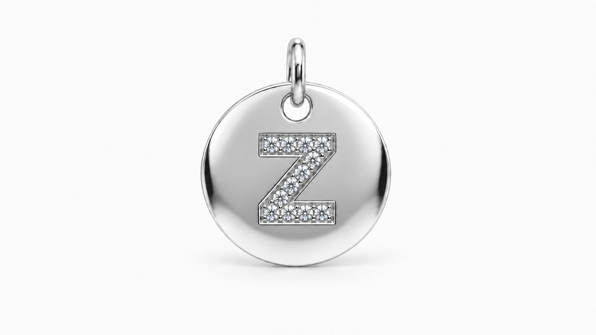 Diamond Initial Disc Pendant