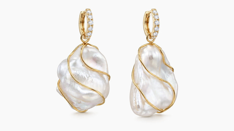 Freshwater Pearl & Diamond Drop Earrings