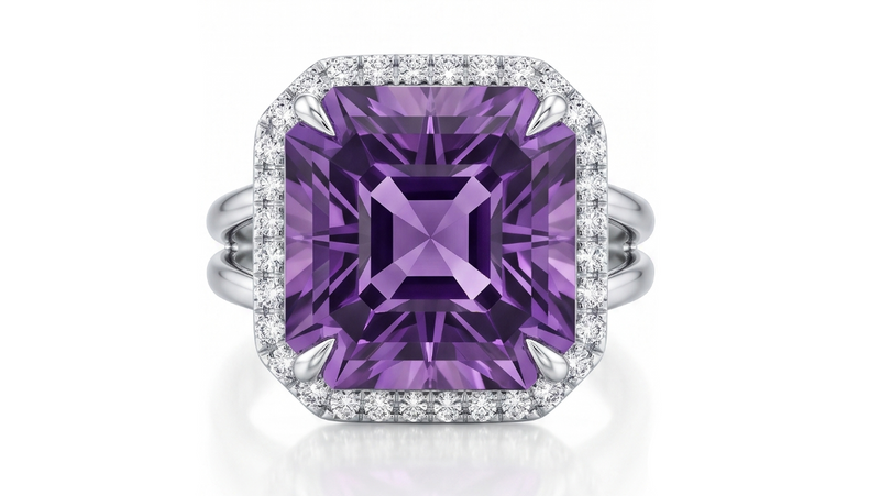 7.56ct Amethyst & Diamond Ring