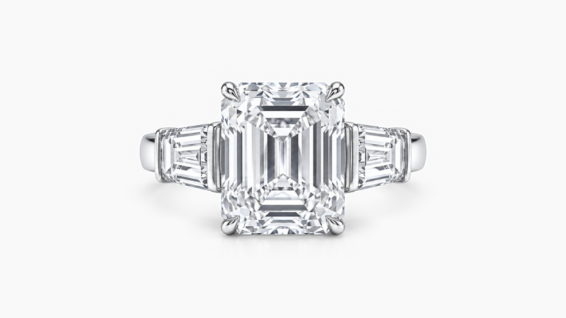 4.50ct Emerald Cut Trilogy Lab Diamond Ring