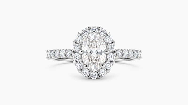 1.00ct Oval Halo Lab Diamond Ring