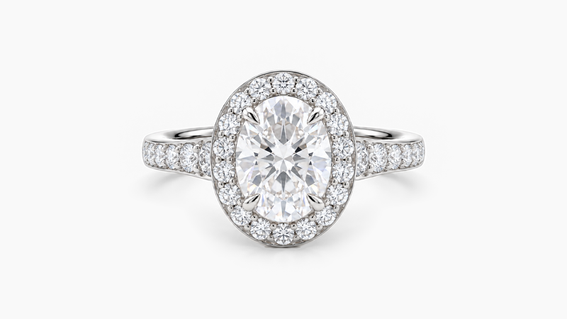 2.00ct Oval Halo Lab Diamond Ring