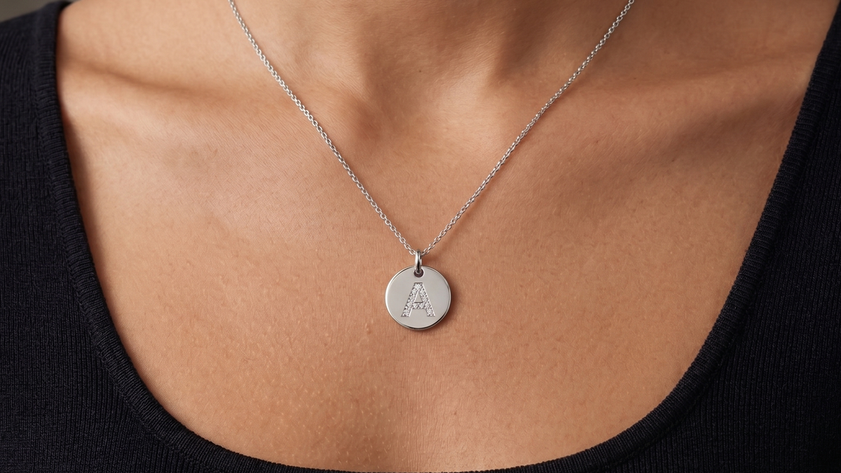 Diamond Initial Disc Pendant