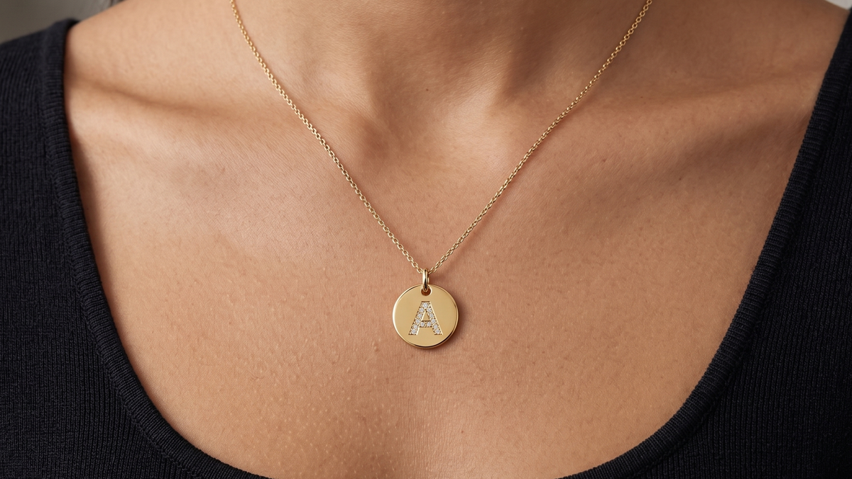 Diamond Initial Disc Pendant