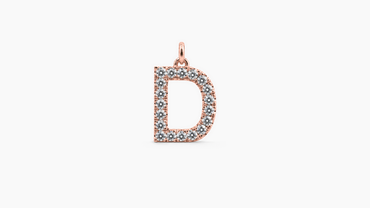 Large Diamond Initial Pendant — D — Rose Gold