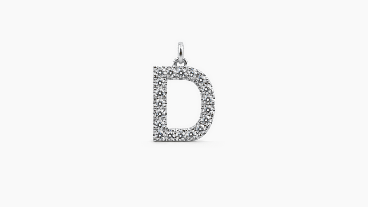 Large Diamond Initial Pendant — D — White Gold