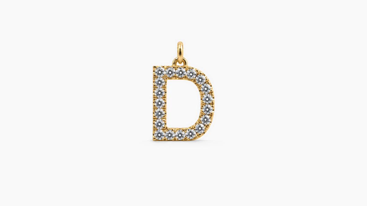 Large Diamond Initial Pendant — D — Yellow Gold