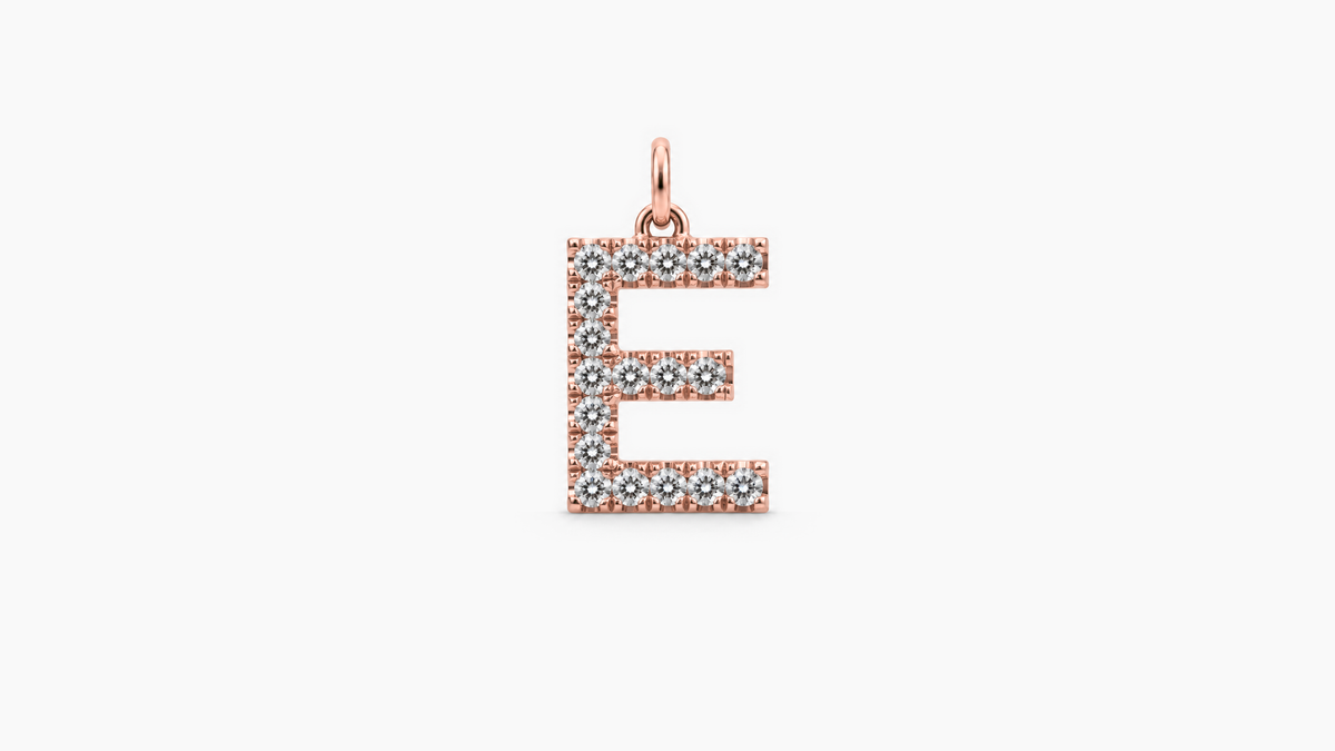 Large Diamond Initial Pendant — E — Rose Gold