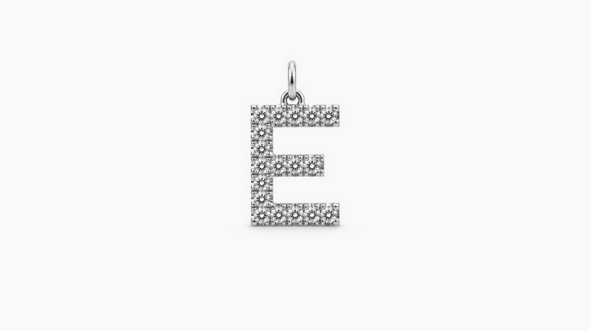 Large Diamond Initial Pendant — E — White Gold