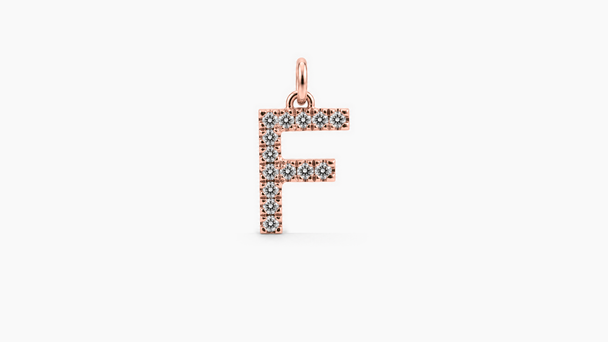 Large Diamond Initial Pendant — F — Rose Gold